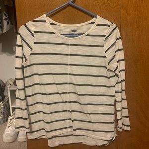 old navy stripped long sleeve. light grey and navy